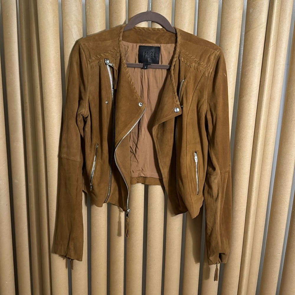 PAIGE Tiana Jacket, Saddle Brown suede